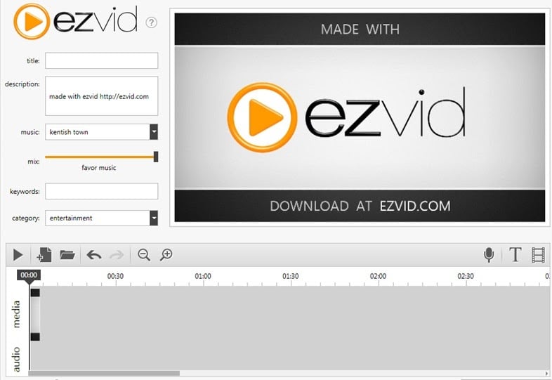 Screenshot of Ezvid interface